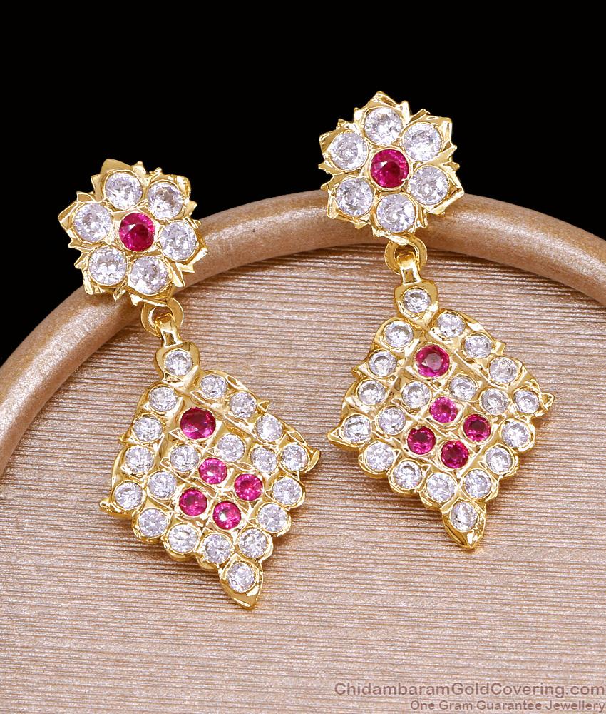 Original Impon Five Metal Stone Dangler Earring For Wedding ER5543