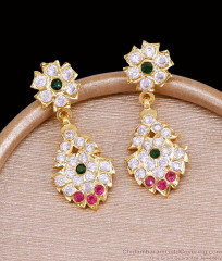 Multi Color Stone Impon Dangler Earring Floral Design For Women ER5545