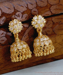 High Quality Impon Five Metal White Stone Jhumki Earring Shop Online ER5549