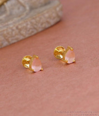 Light Weight Pink Stone Droplet Gold Stud Earring Online ER5550