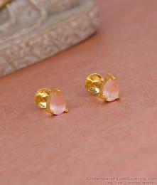 Light Weight Pink Stone Droplet Gold Stud Earring Online ER5550