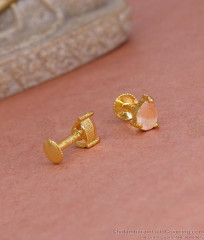 Light Weight Pink Stone Droplet Gold Stud Earring Online ER5550