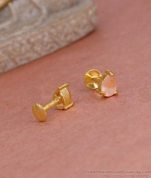 Light Weight Pink Stone Droplet Gold Stud Earring Online ER5550 Light Weight Pink Stone Droplet Gold Stud Earring Online ER5550