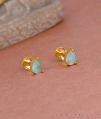 Droplet Blue Stone Gold Plated Studs Screw Back Earring ER5551