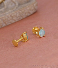 Droplet Blue Stone Gold Plated Studs Screw Back Earring ER5551 Droplet Blue Stone Gold Plated Studs Screw Back Earring ER5551