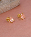 New Arrival Pink Stone Oval Shaped Gold Stud Shop Online ER5552