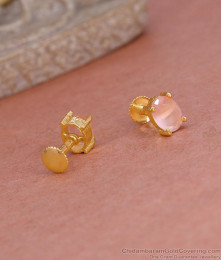 New Arrival Pink Stone Oval Shaped Gold Stud Shop Online ER5552
