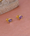 Light Weight Micro Gold Polish Amethyst Stone Stud Earring ER5555