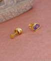 Light Weight Micro Gold Polish Amethyst Stone Stud Earring ER5555
