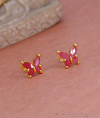 Regular Wear Ruby Stone Butterfly Stud Earring 1 Gram Gold Jewelry ER5559