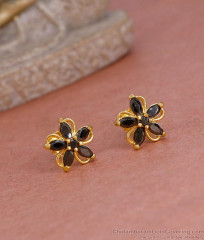 Classic 1 Gram Gold Black Stone Stud Earring Collections Online ER5563