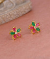 Multi Color Stone Gold Imitation Stud Earring Flower Design ER5564