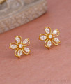 Light Weight White Stone Floral Design Gold Stud Earring ER5565