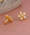 Light Weight White Stone Floral Design Gold Stud Earring ER5565