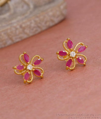 College Wear Ad Stone Floral Stud Earring At Affordable Price ER5566