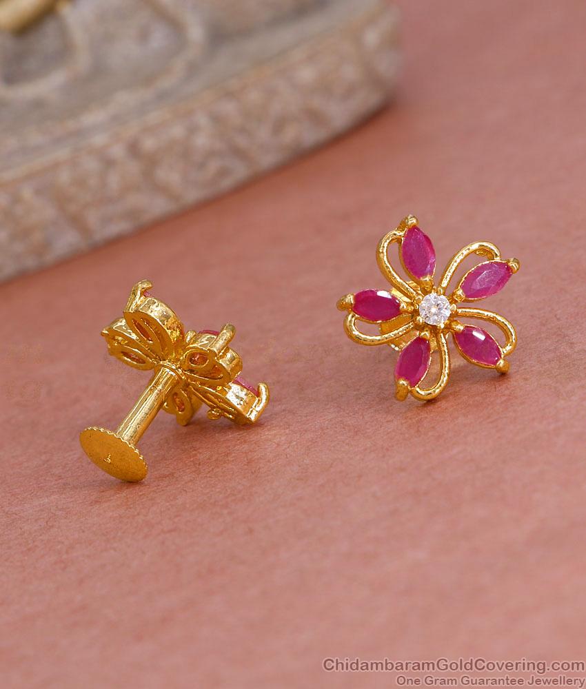 College Wear Ad Stone Floral Stud Earring At Affordable Price ER5566