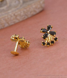 Traditional Black Stone Gold Imitation Stud Earring Shop Online ER5569
