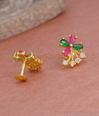 Trendy Multi Color Stone Flower Design Gold Plated Stud Earring Online ER5570 Trendy Multi Color Stone Flower Design Gold Plated Stud Earring Online ER5570