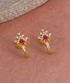 Elegant Gold Imitation J Shaped Screw Back Earring With Stone ER5571