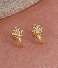 Full White Stone J Shaped Gold Stud Earring Shop Online ER5572