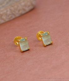 Single Blue Stone Gold Plated Stud Earring For College Girls ER5573