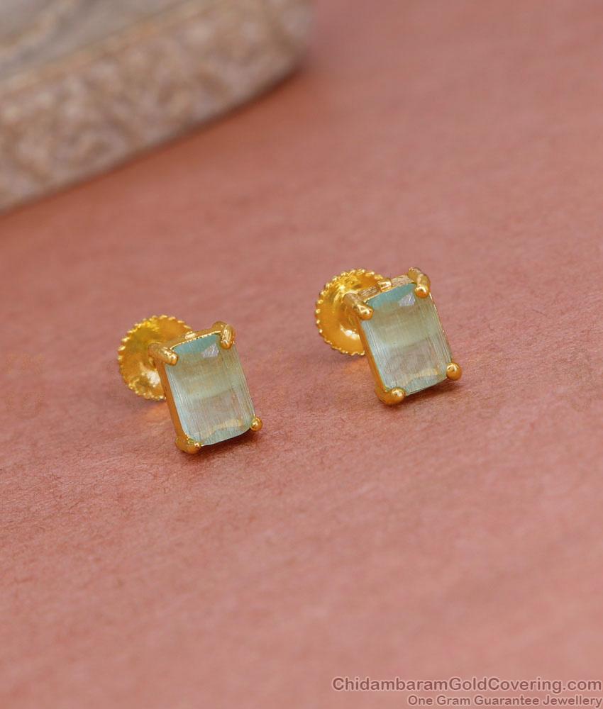 Single Blue Stone Gold Plated Stud Earring For College Girls ER5573 Single Blue Stone Gold Plated Stud Earring For College Girls ER5573