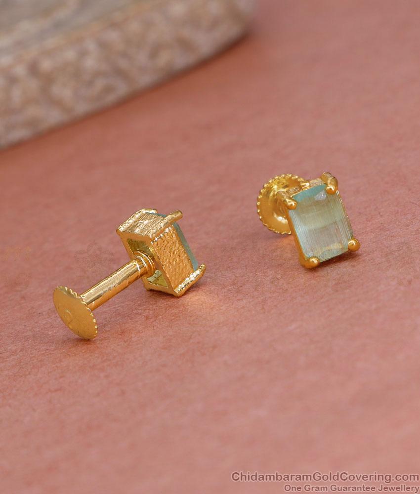 Single Blue Stone Gold Plated Stud Earring For College Girls ER5573 Single Blue Stone Gold Plated Stud Earring For College Girls ER5573