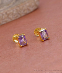 Stylish Amethyst Stone Gold Plated Stud Earring Shop Online ER5574 Stylish Amethyst Stone Gold Plated Stud Earring Shop Online ER5574