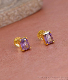 Stylish Amethyst Stone Gold Plated Stud Earring Shop Online ER5574