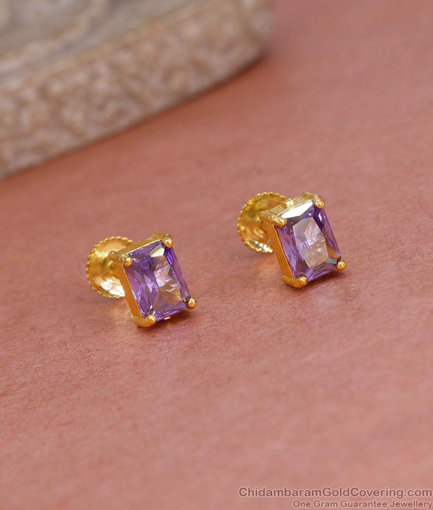 Stylish Amethyst Stone Gold Plated Stud Earring Shop Online ER5574