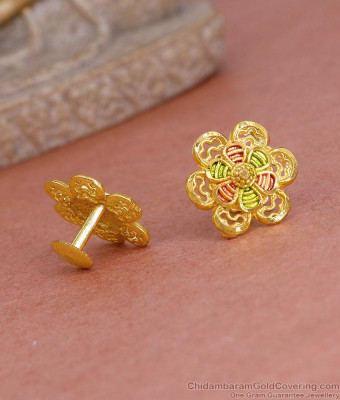 Beautiful Forming Gold Flower Design Stud Earring Enamel Pattern ER5576