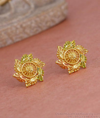 New Model Two Gram Gold Enamel Stud Earring Design Shop Online ER5577