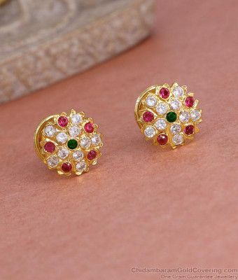 Multi Color Stone Impon Panchaloha Stud Earring Design For Women ER5578