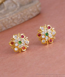 Latest Five Metal Impon Stud Earring Gati Stone Design Online ER5579