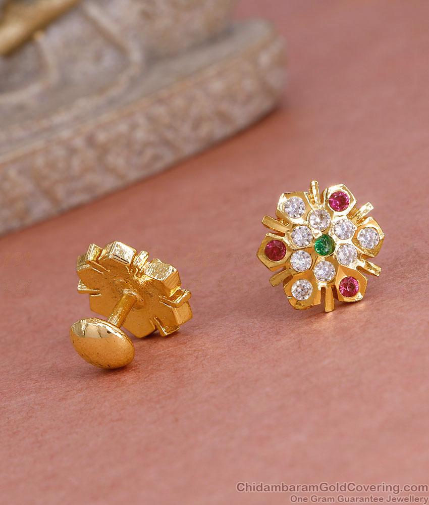 Latest Five Metal Impon Stud Earring Gati Stone Design Online ER5579