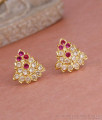 Buy Ruby White Gati Stone Impon Stud Earring Design Online ER5583