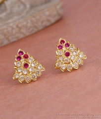 Buy Ruby White Gati Stone Impon Stud Earring Design Online ER5583