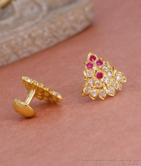 Buy Ruby White Gati Stone Impon Stud Earring Design Online ER5583