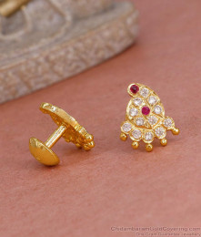 Trendy Mango Design Five Metal Stud Earring With Ruby White Stone ER5587