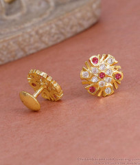 Daily Wear Screw Back Impon Panchaloha Stud Earring With Stone ER5589