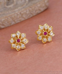Regular Wear Original Impon Stone Stud Earring Floral Design ER5591