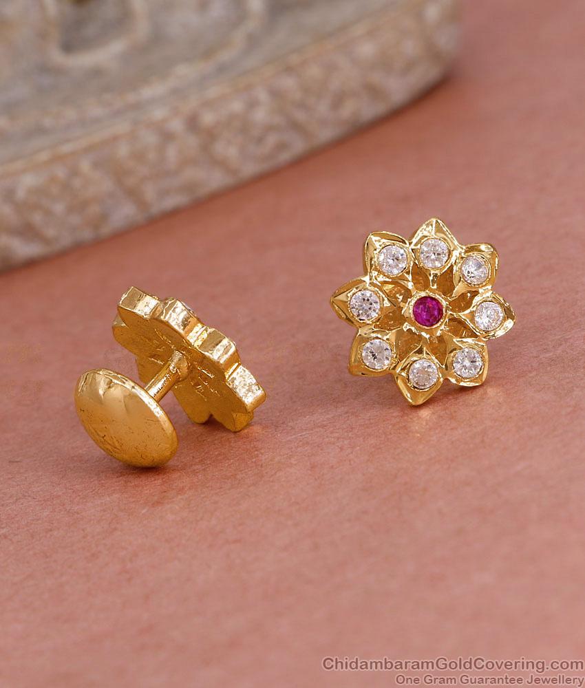 Regular Wear Original Impon Stone Stud Earring Floral Design ER5591