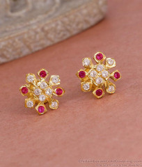 Stylish Ruby White Stone Impon Stud Earring Collections Online ER5593