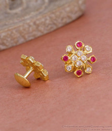 Stylish Ruby White Stone Impon Stud Earring Collections Online ER5593 Stylish Ruby White Stone Impon Stud Earring Collections Online ER5593