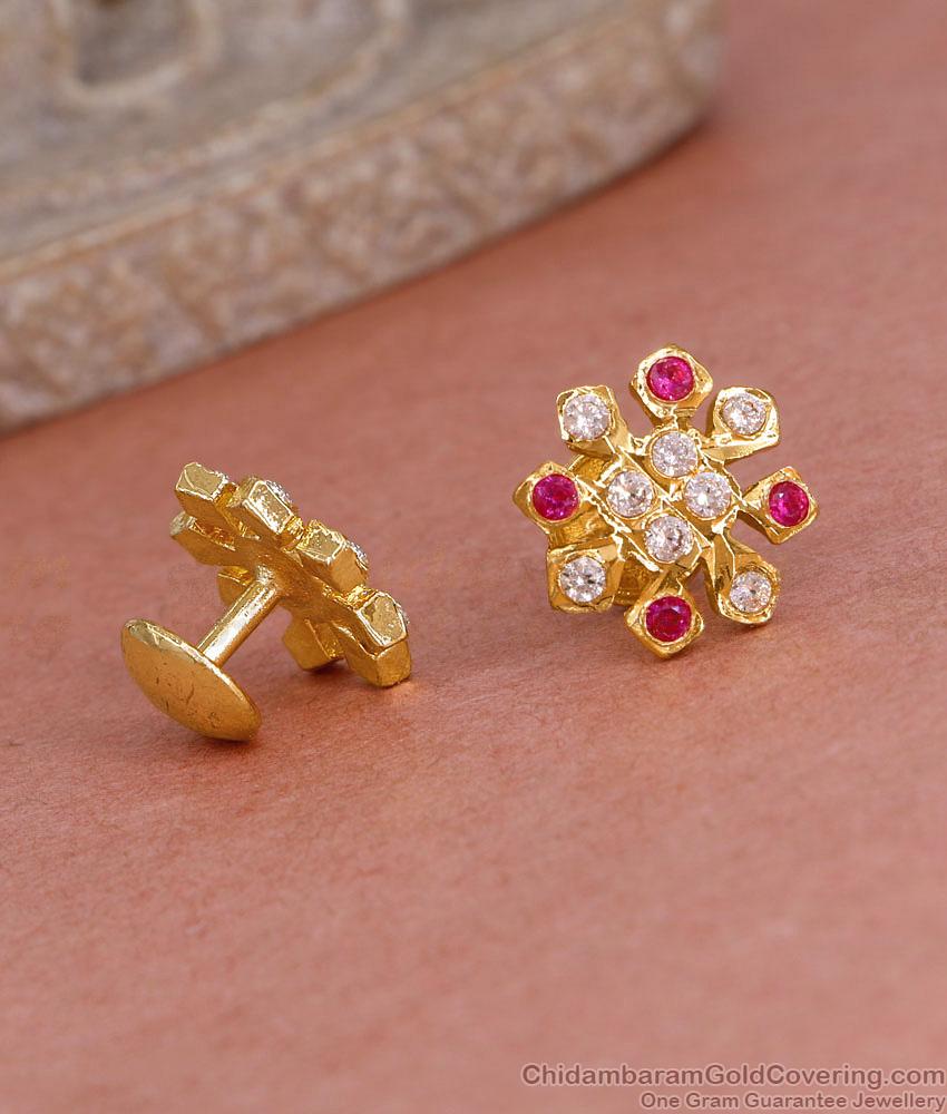 Stylish Ruby White Stone Impon Stud Earring Collections Online ER5593