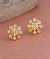 Latest White Stone Impon Stud Five Metal Screw Back Earring ER5594