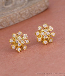 Latest White Stone Impon Stud Five Metal Screw Back Earring ER5594