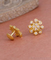 Latest White Stone Impon Stud Five Metal Screw Back Earring ER5594