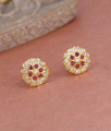 Stylish Flower Design Ruby White Stone Impon Stud Earring Online ER5595