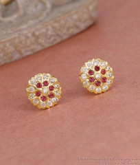 Stylish Flower Design Ruby White Stone Impon Stud Earring Online ER5595
